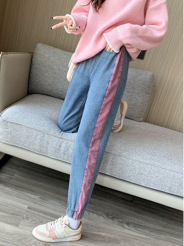 Winter loose jeans plus velvet simple harem pants for women