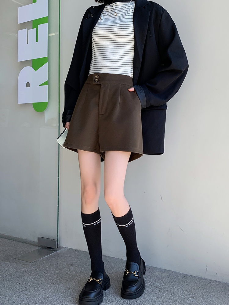 Wears outside shorts woolen wide leg pants for women