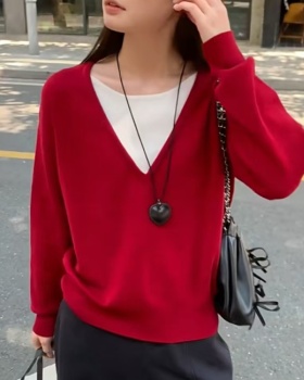 Pseudo-two sweater autumn and winter tops for women