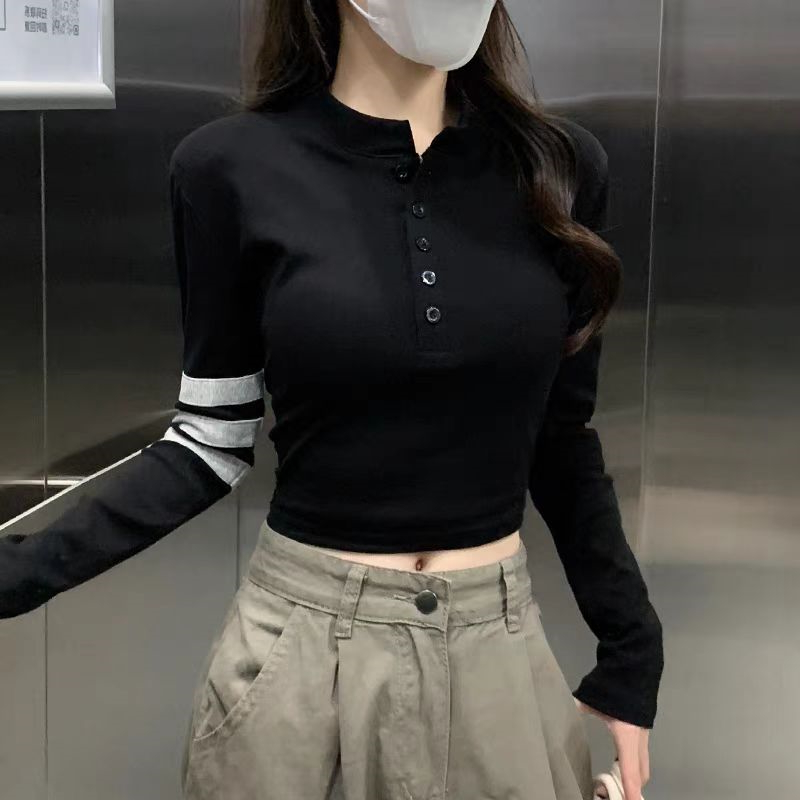 Short knitted slim autumn simple Korean style bottoming shirt