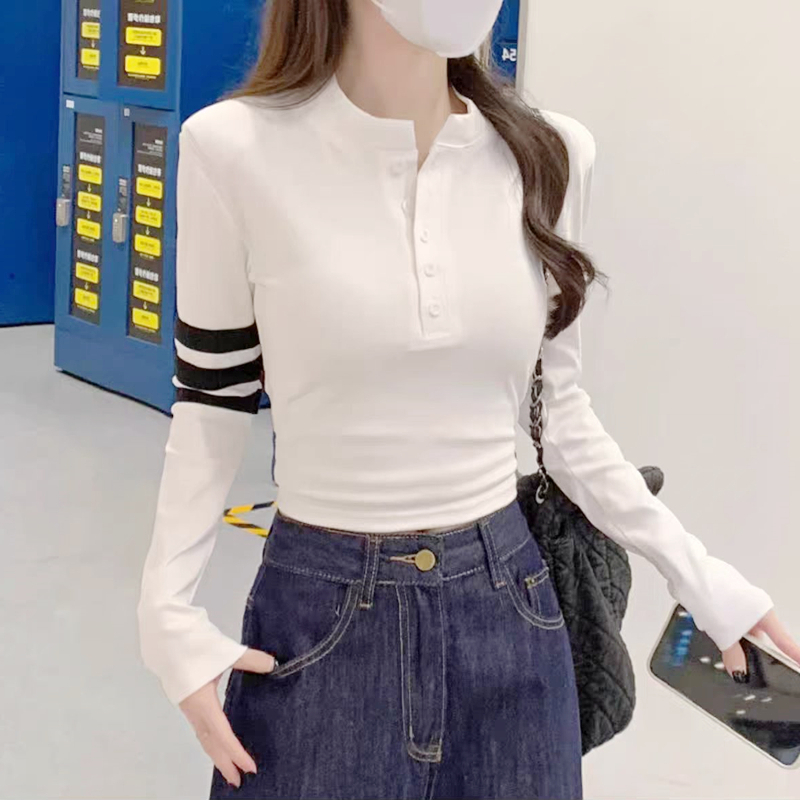 Short knitted slim autumn simple Korean style bottoming shirt