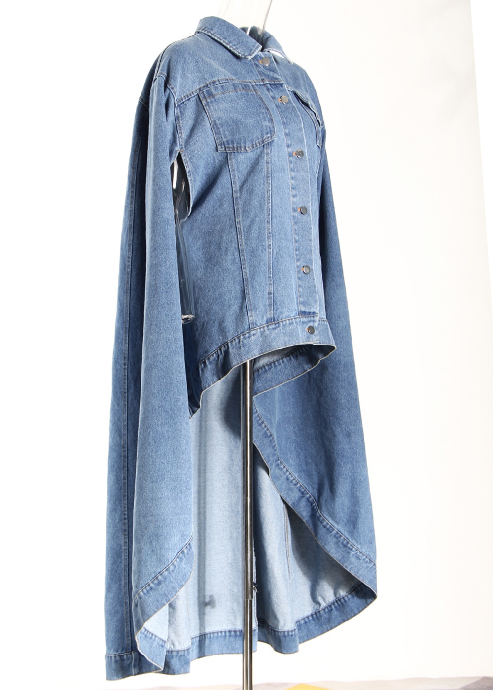 Washed spring cloak single-breasted denim coat for women