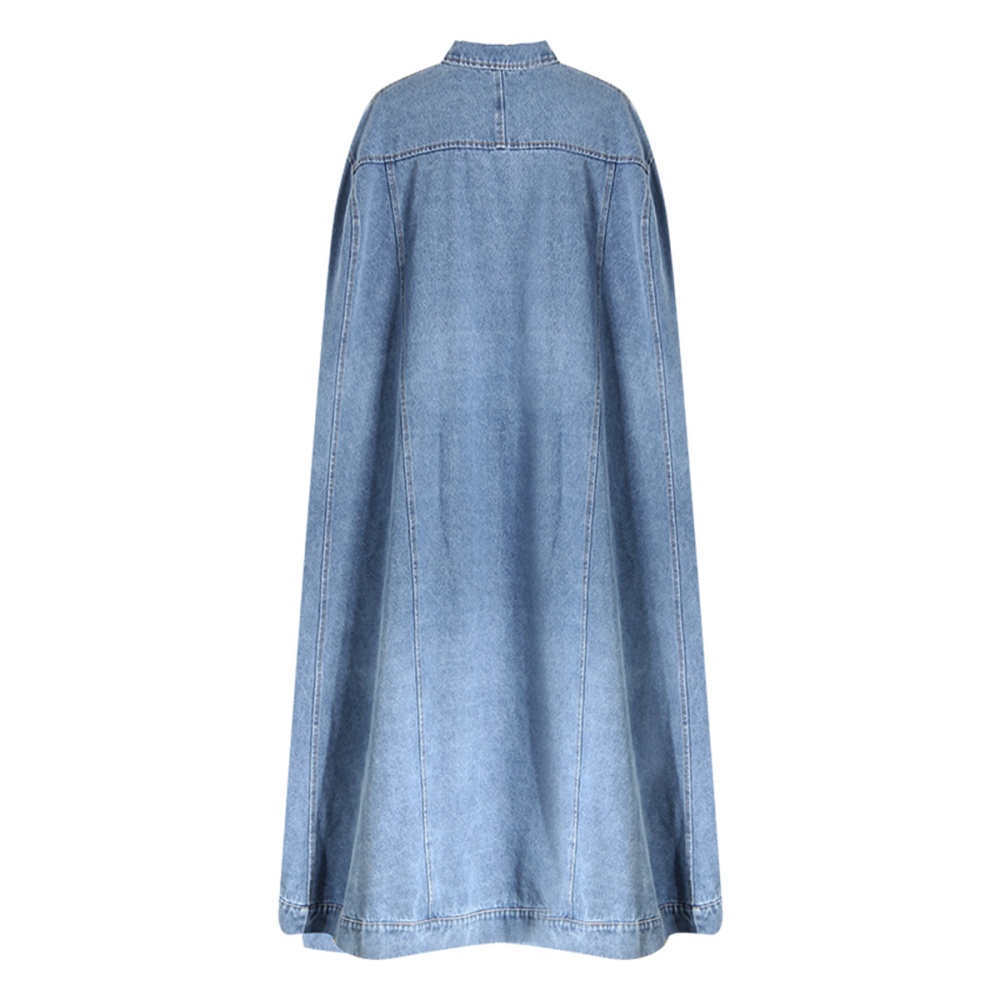 Washed spring cloak single-breasted denim coat for women