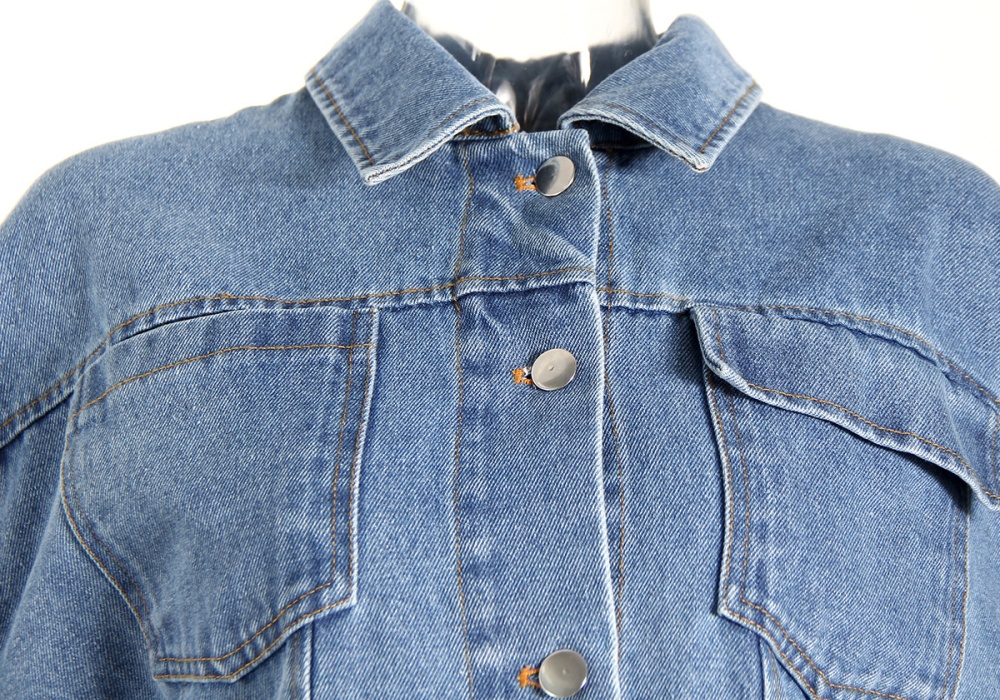 Washed spring cloak single-breasted denim coat for women