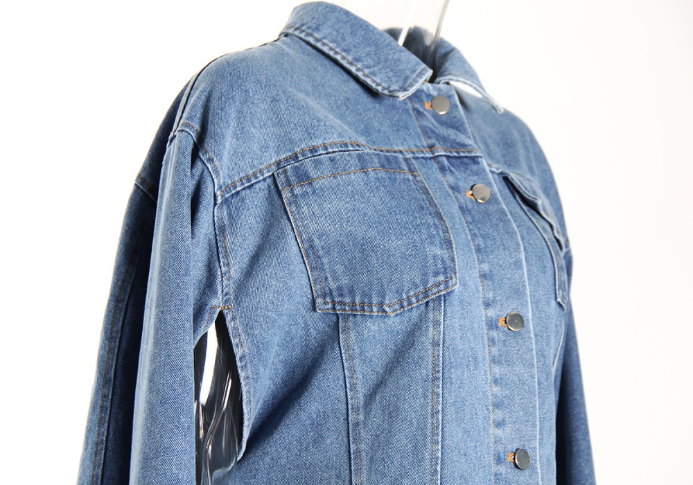 Washed spring cloak single-breasted denim coat for women