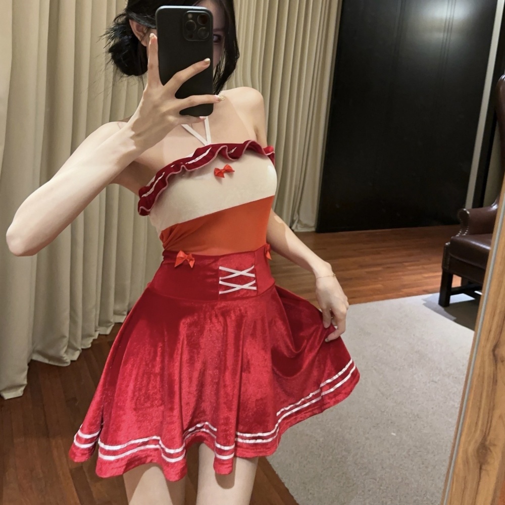 Splice big skirt spicegirl red dress for women