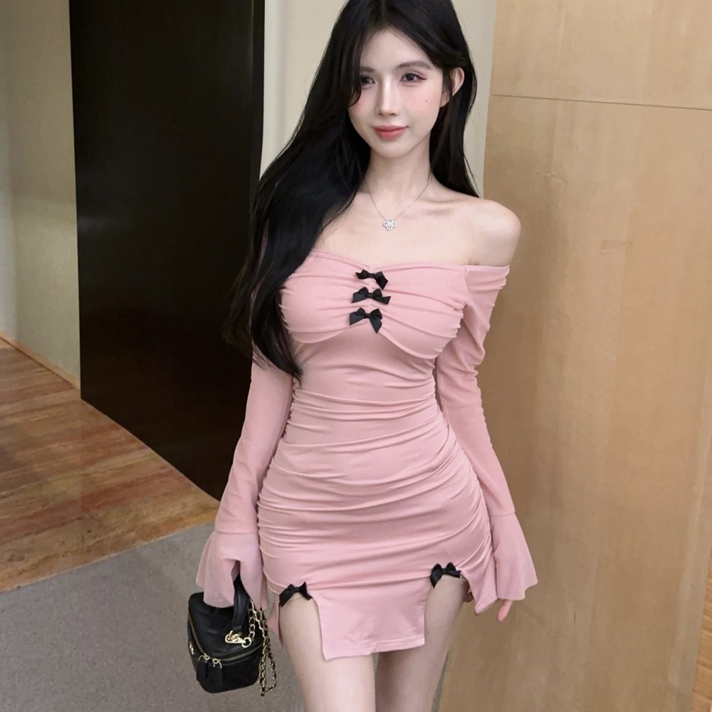 Slim sexy package hip spicegirl pink dress for women