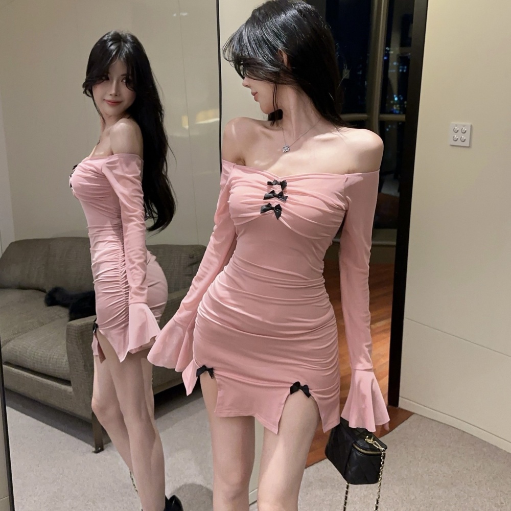 Slim sexy package hip spicegirl pink dress for women