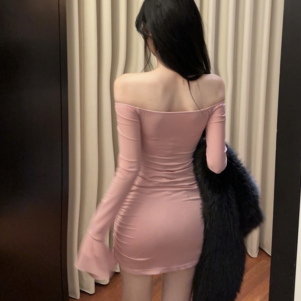 Slim sexy package hip spicegirl pink dress for women