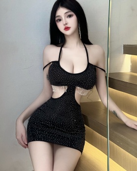 Short low-cut enticement spicegirl diamond tight dress for women