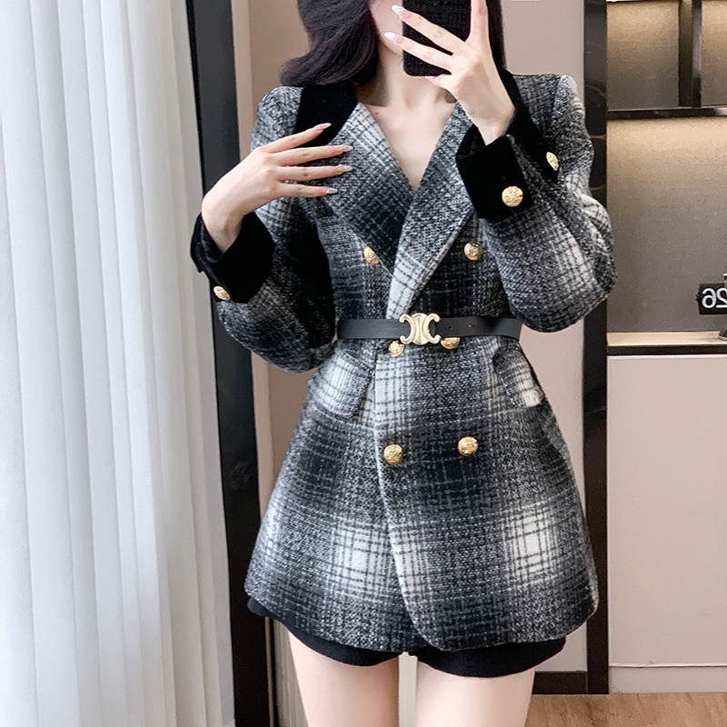 Long temperament coat chanelstyle overcoat 2pcs set