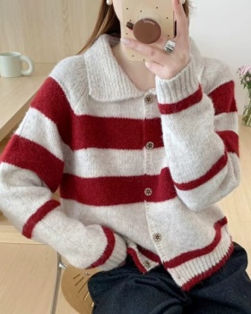 Short slim cardigan loose stripe tops for women