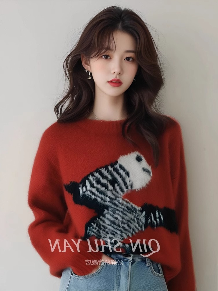 Christmas knitted sweater loose tops for women