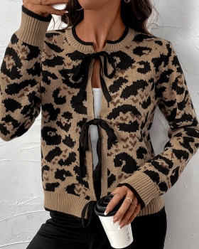 Autumn European style cardigan frenum leopard coat