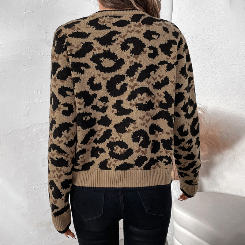 Autumn European style cardigan frenum leopard coat