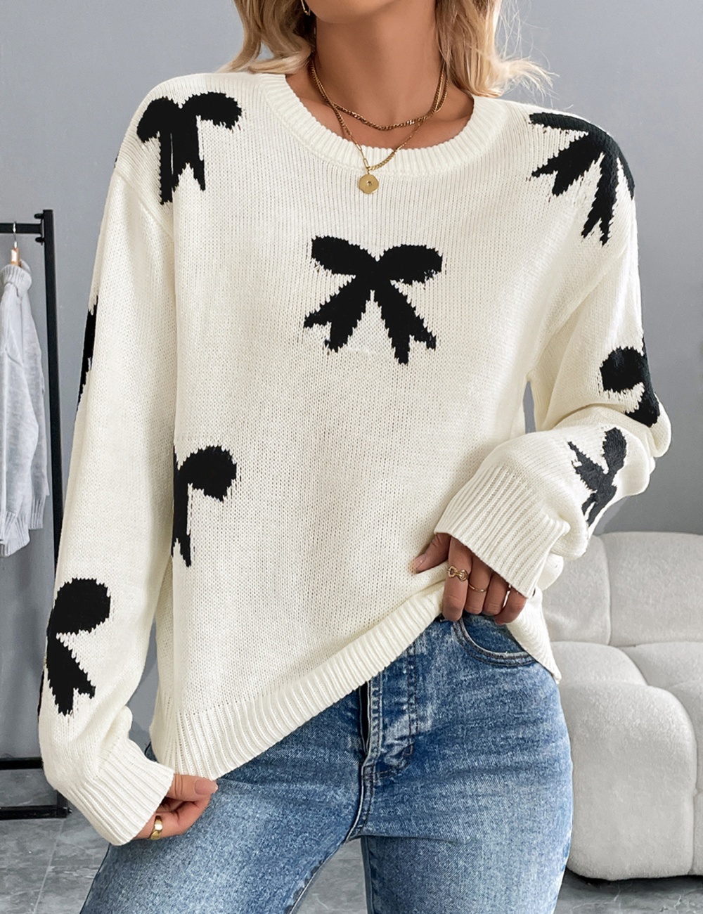 Autumn and winter Casual jacquard sweater for women