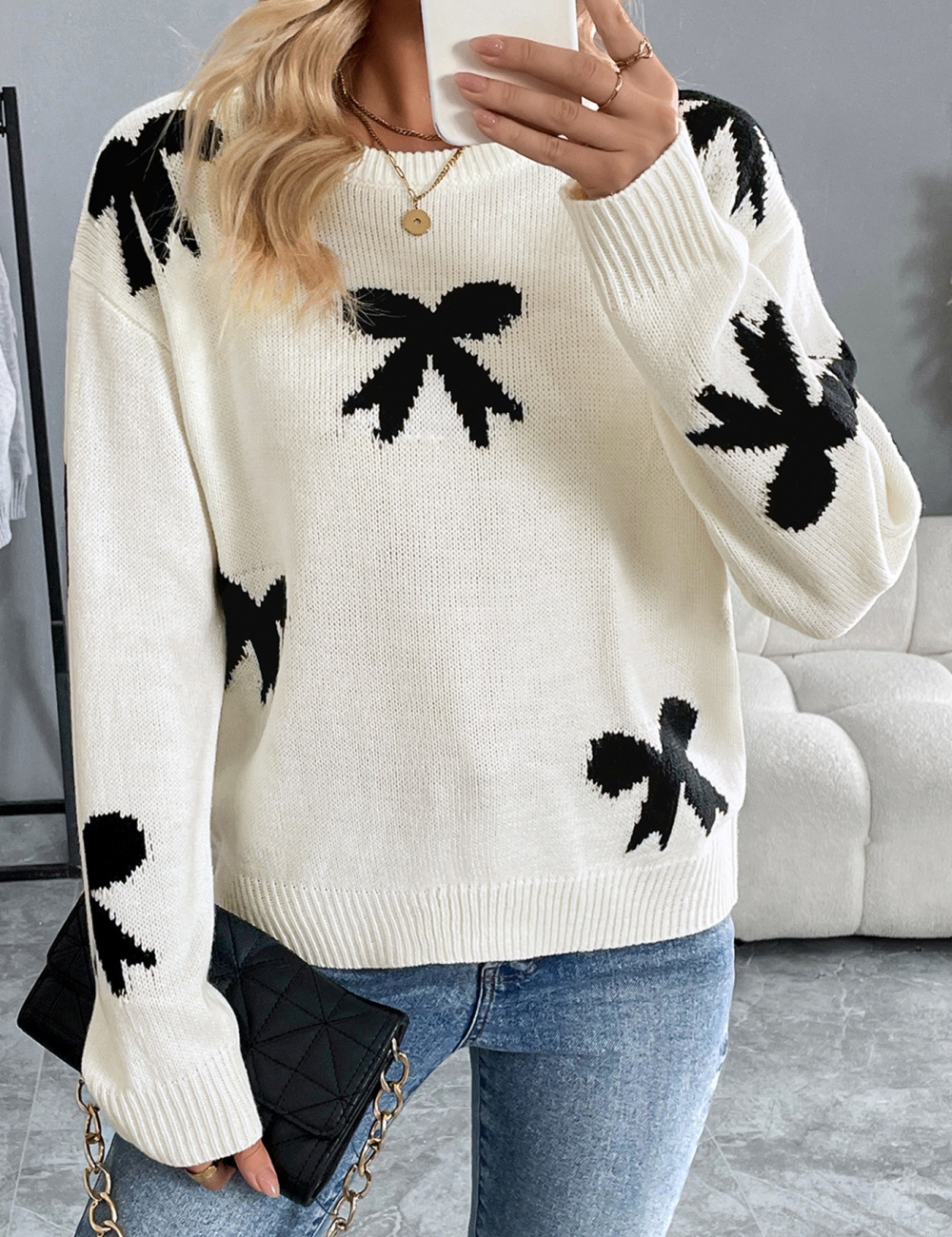 Autumn and winter Casual jacquard sweater for women