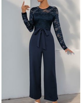 Splice pure autumn lace frenum zip jumpsuit