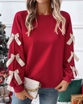 European style round neck hoodie christmas tops for women