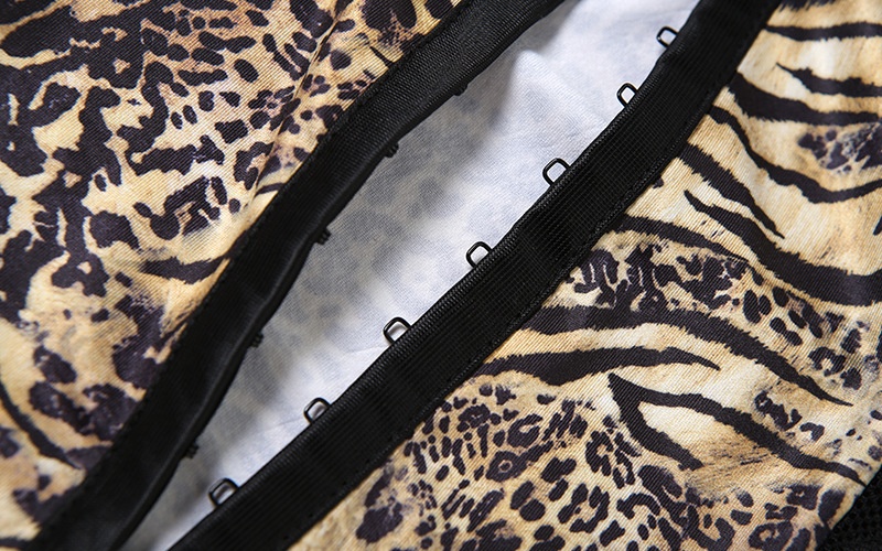 Lace sling splice leopard T-back for women