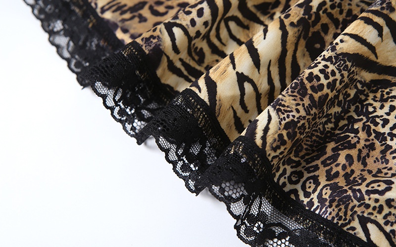 Lace sling splice leopard T-back for women