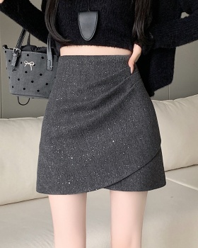 Winter glitter irregular anti emptied A-line short skirt