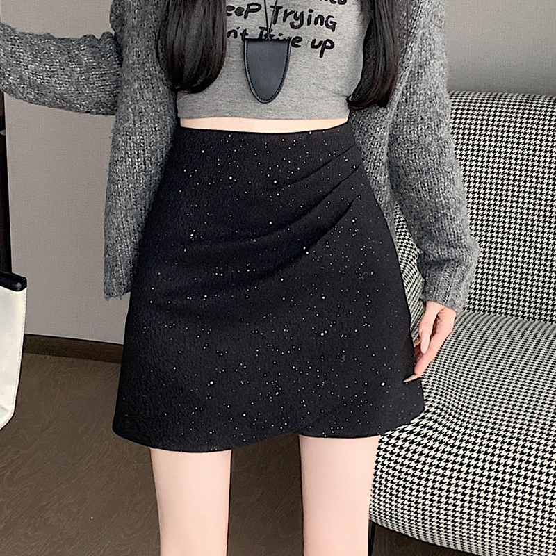 Winter glitter irregular anti emptied A-line short skirt