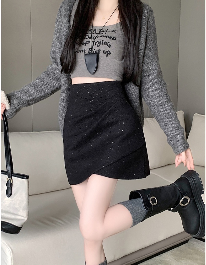 Winter glitter irregular anti emptied A-line short skirt