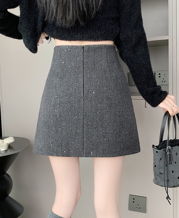 Winter glitter irregular anti emptied A-line short skirt