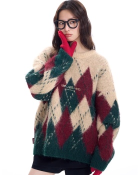 Retro round neck loose christmas sweater for women