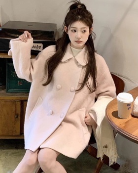 Pink winter doll collar wool woolen coat