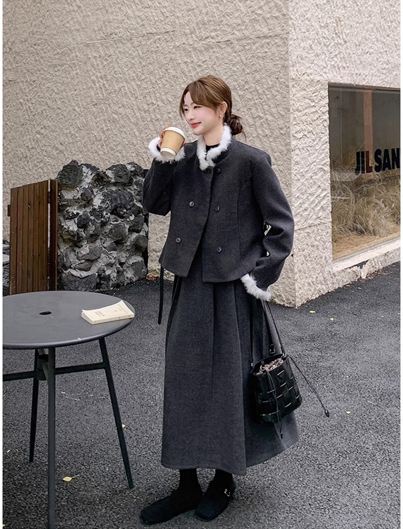 Thick autumn and winter skirt 2pcs set for women