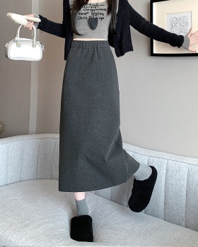 High waist long winter skirt slim black one step skirt