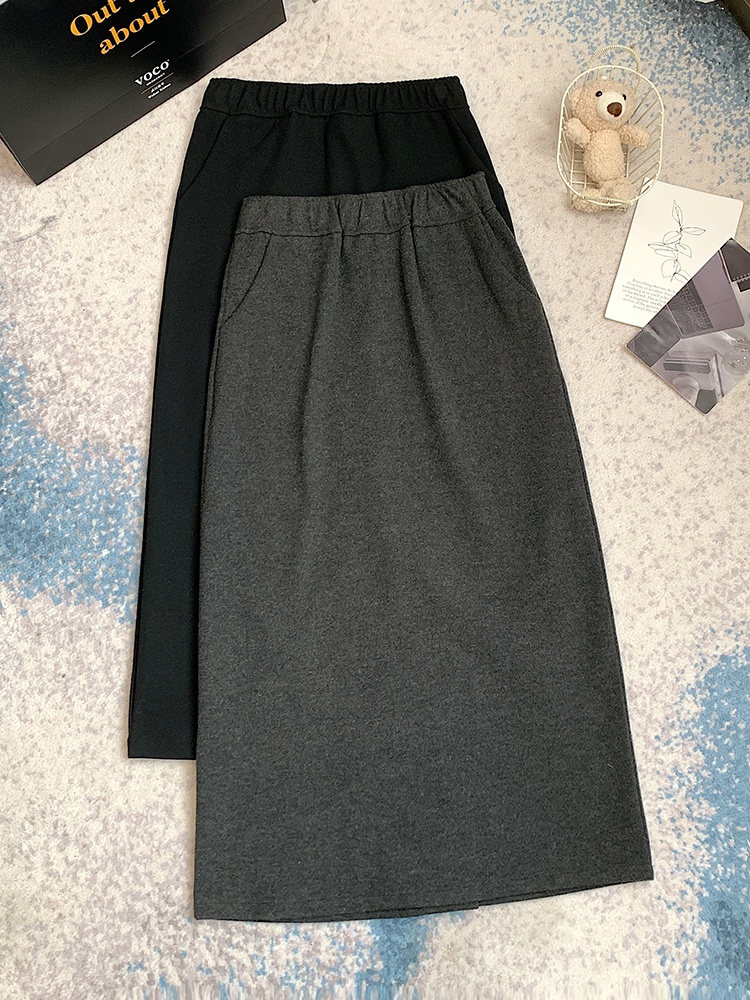 High waist long winter skirt slim black one step skirt