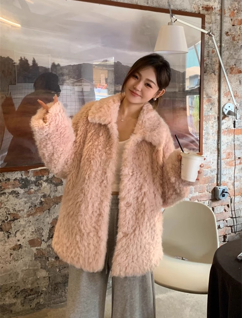 Faux fur light elmo thick coat loose fluffy tops for women