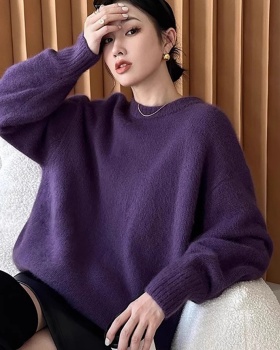 Purple autumn and winter sweater fashionable tops for women