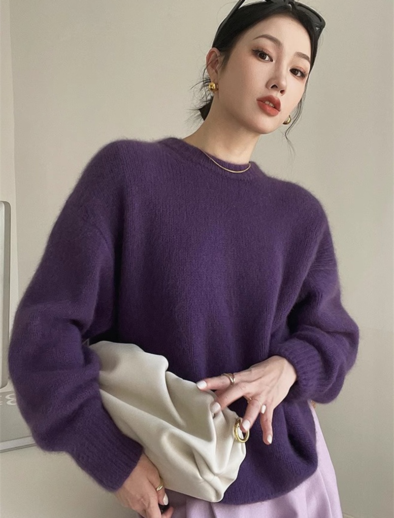 Purple autumn and winter sweater fashionable tops for women