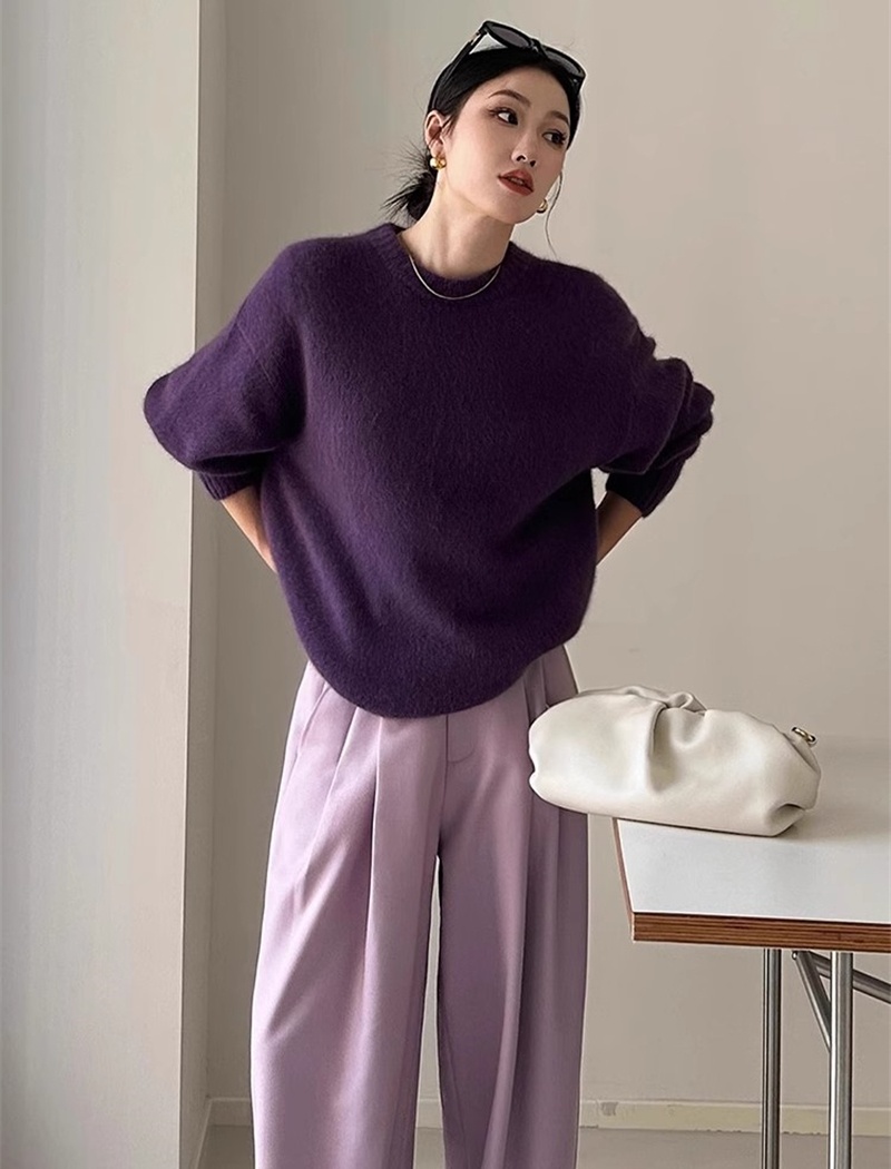 Purple autumn and winter sweater fashionable tops for women