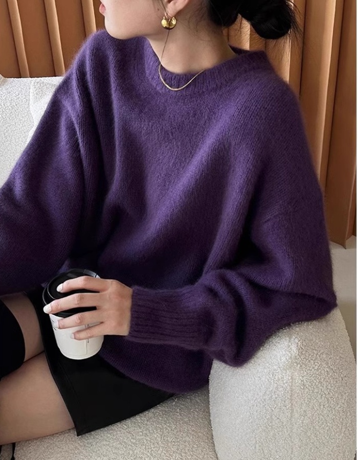 Purple autumn and winter sweater fashionable tops for women