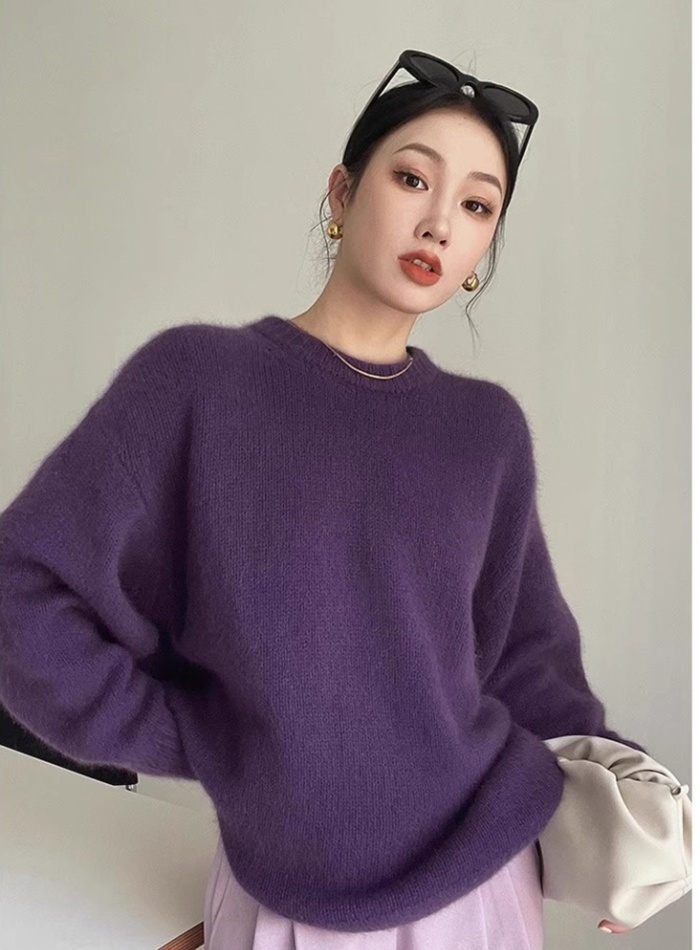 Purple autumn and winter sweater fashionable tops for women