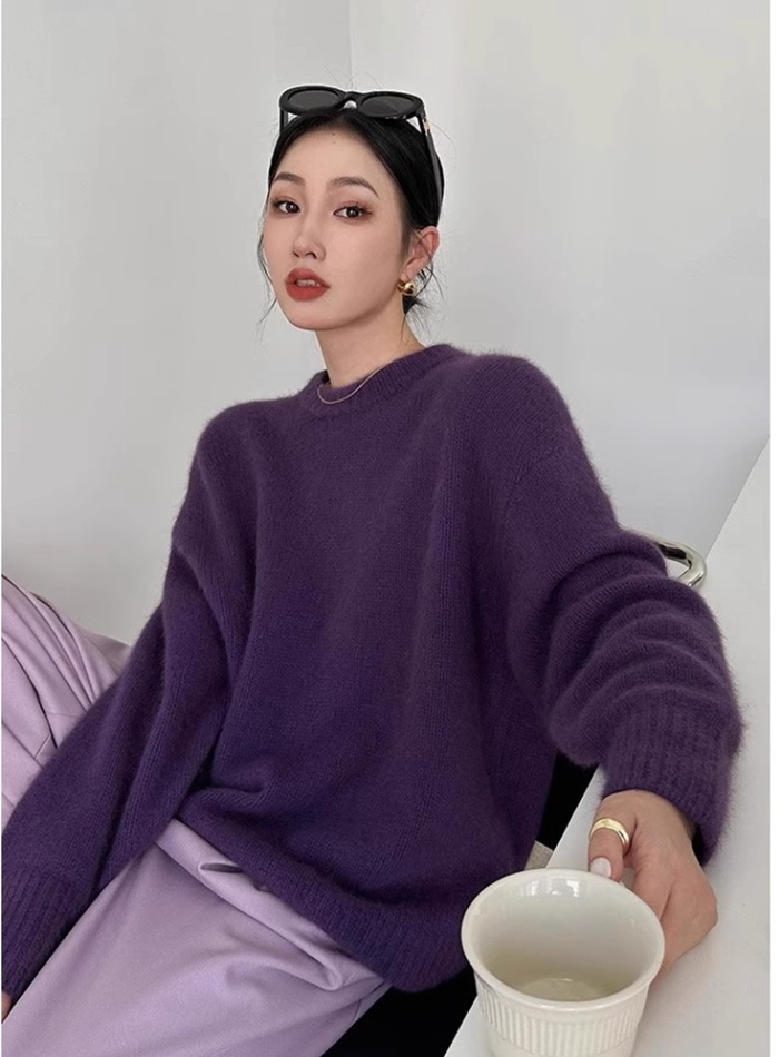 Purple autumn and winter sweater fashionable tops for women