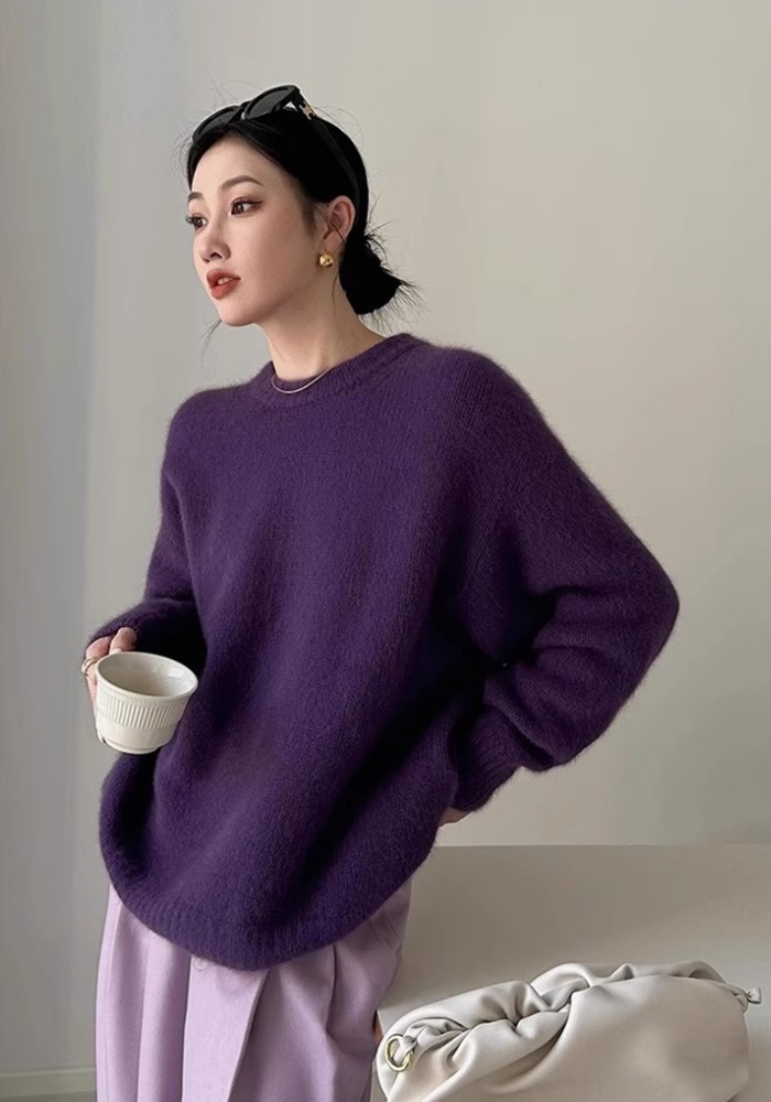 Purple autumn and winter sweater fashionable tops for women