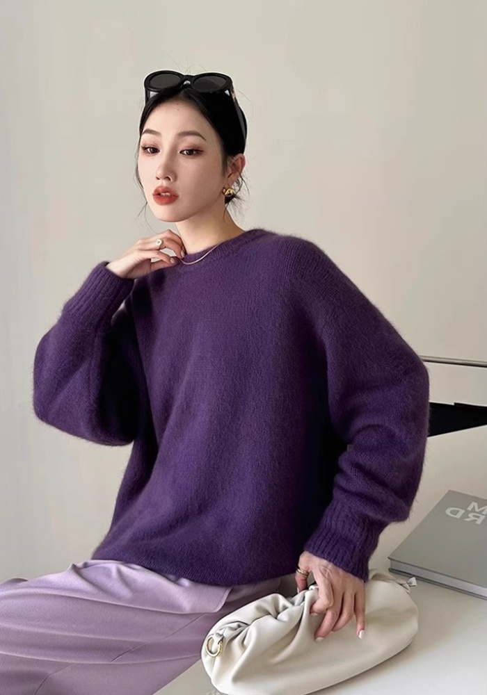 Purple autumn and winter sweater fashionable tops for women