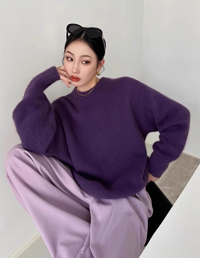 Purple autumn and winter sweater fashionable tops for women