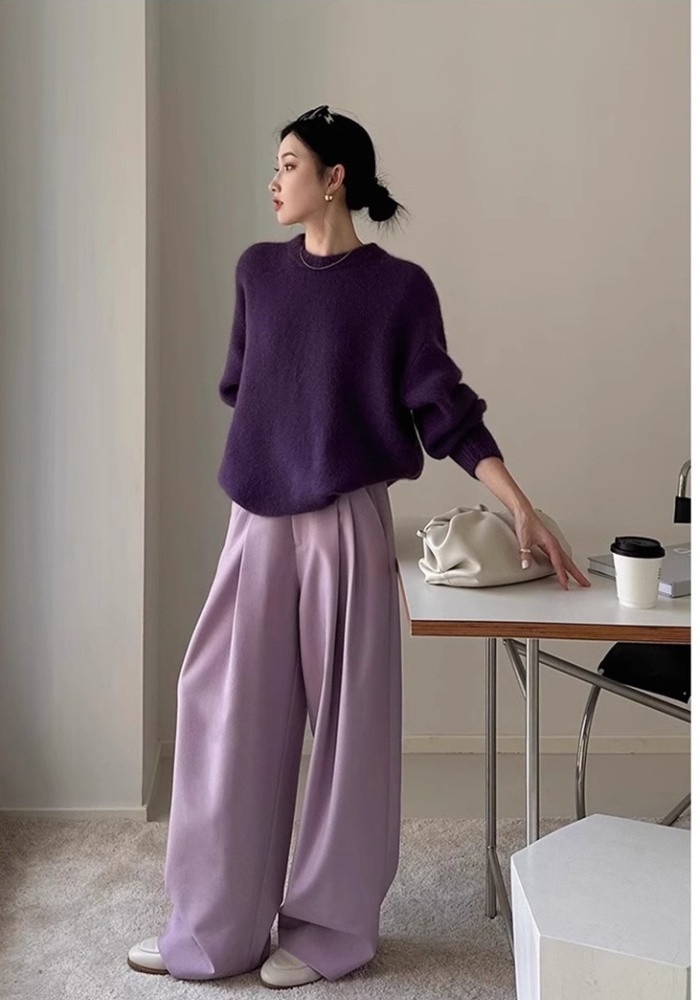 Purple autumn and winter sweater fashionable tops for women