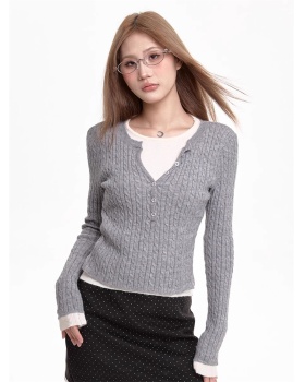 Knitted spicegirl sweater gray tops for women