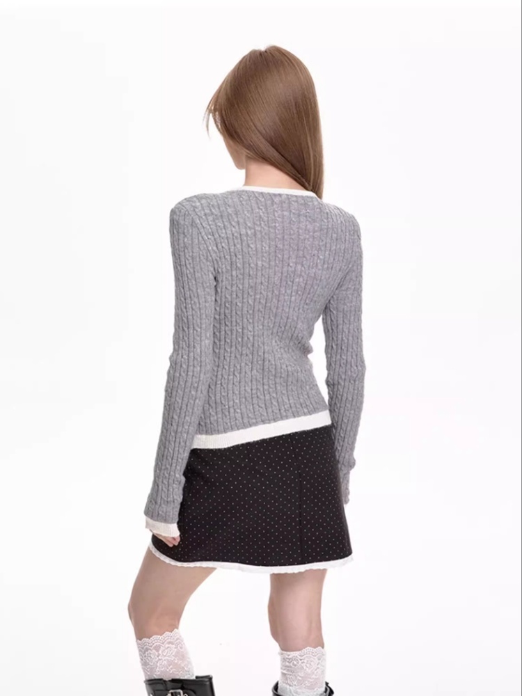 Knitted spicegirl sweater gray tops for women