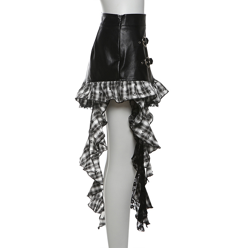 Splice streamer short skirt autumn skirt for women