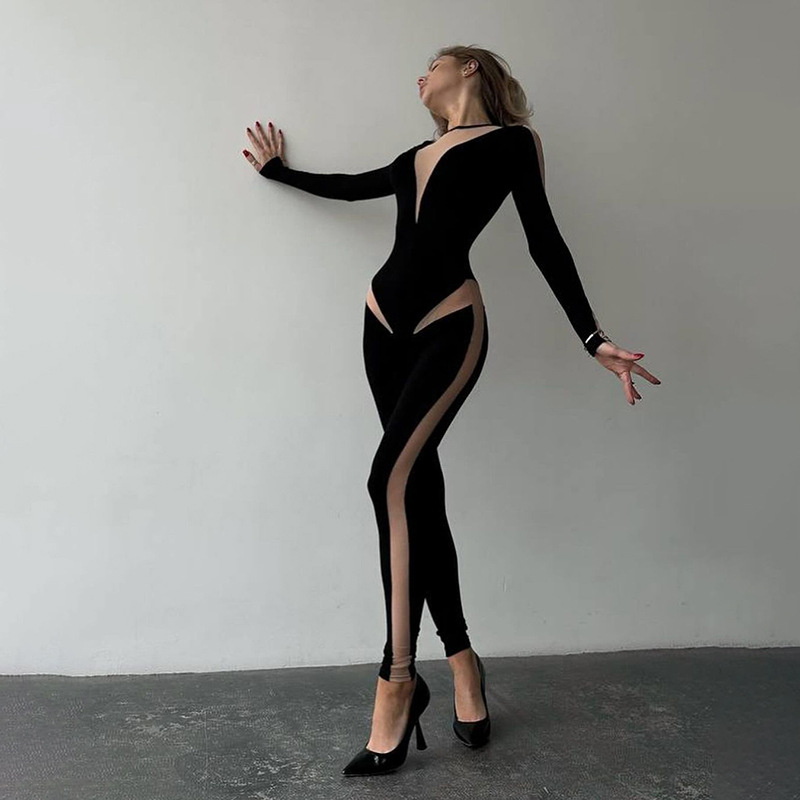 Sexy European style slim long sleeve jumpsuit for women