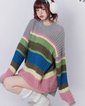 Lazy pullover rainbow autumn and winter loose sweater